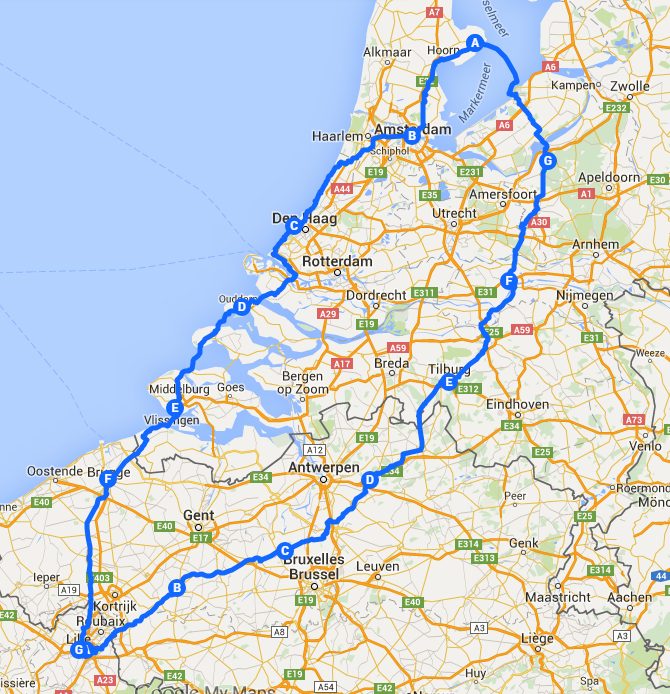 Le parcours au travers les Pays Bas